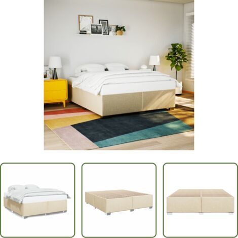 vidaXL Letto con doghe -  Giroletto senza Materasso Crema 200x200 cm in Tessuto