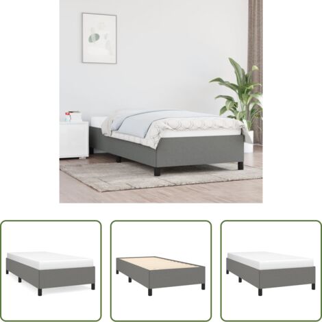 vidaXL Letto con doghe - Giroletto senza Materasso Grigio Scuro 100x200 cm Tessuto
