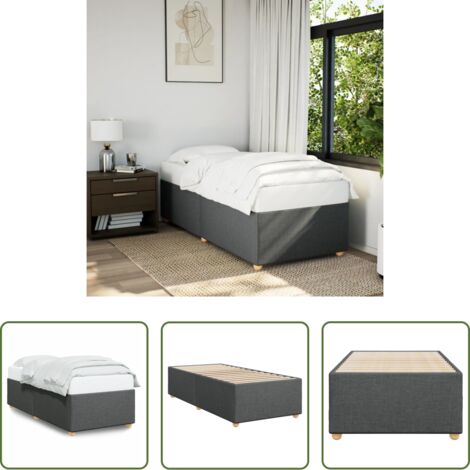 vidaXL Letto con doghe - Giroletto senza Materasso Grigio Scuro 100x200 cm Tessuto