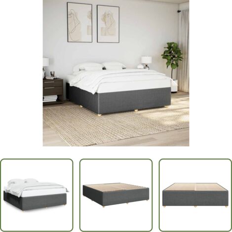 vidaXL Letto con doghe -  Giroletto senza Materasso Grigio Scuro 200x200 cm Tessuto