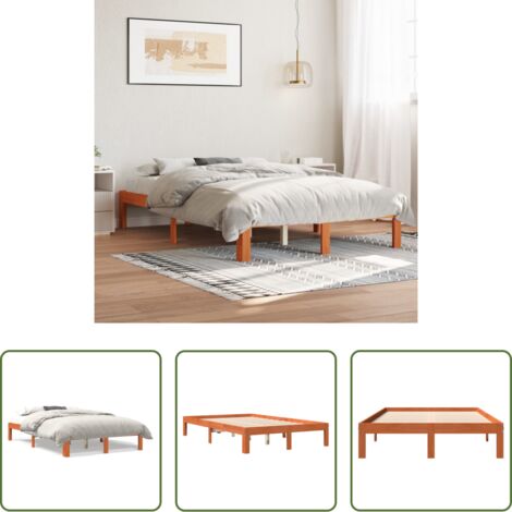 vidaXL Letto con doghe -  Giroletto senza Materasso Marrone Cera 140x200cm Massello Pino