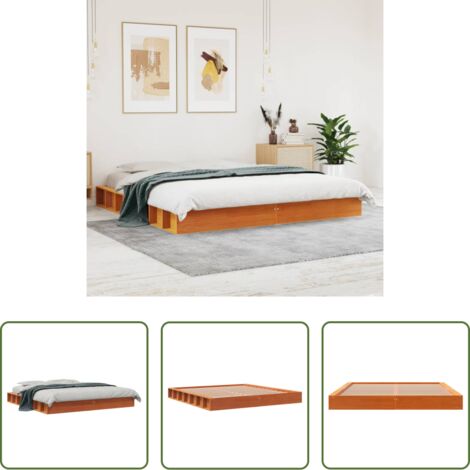 vidaXL Letto con doghe -  Giroletto senza Materasso Marrone Cera 200x200 cm Legno di Pino