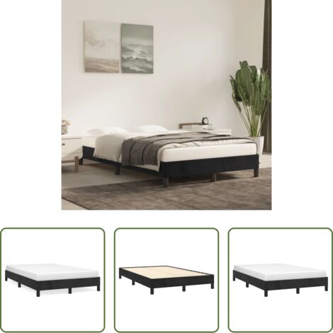 vidaXL Letto con doghe -  Giroletto senza Materasso Nero 120x190 cm Velluto