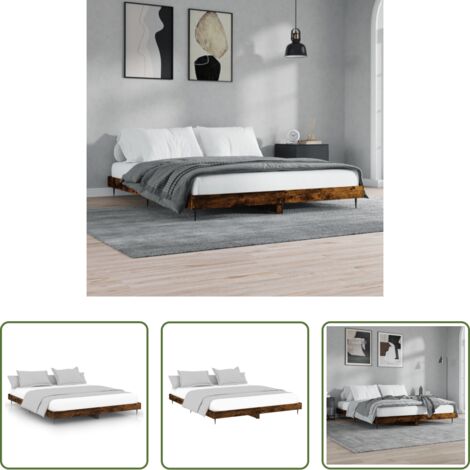 vidaXL Letto con doghe -  Giroletto senza Materasso Rovere Fumo 200x200 cm in Truciolato