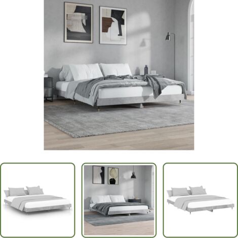 vidaXL Letto con doghe in compensato -  Giroletto Grigio Cemento 200x200 cm in Legno Multistrato