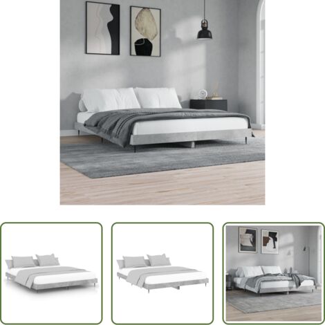vidaXL Letto con doghe in compensato -  Giroletto Grigio Cemento 200x200 cm in Legno Multistrato