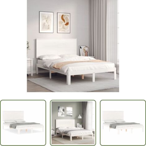 vidaXL Letto con doghe in compensato -  Giroletto senza Materasso Bianco 120x200 cm Legno Massello Pino