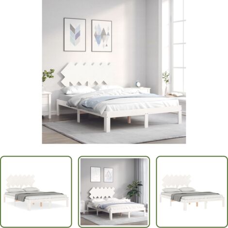 vidaXL Letto con doghe in compensato -  Giroletto senza Materasso Bianco 120x200 cm Legno Massello Pino