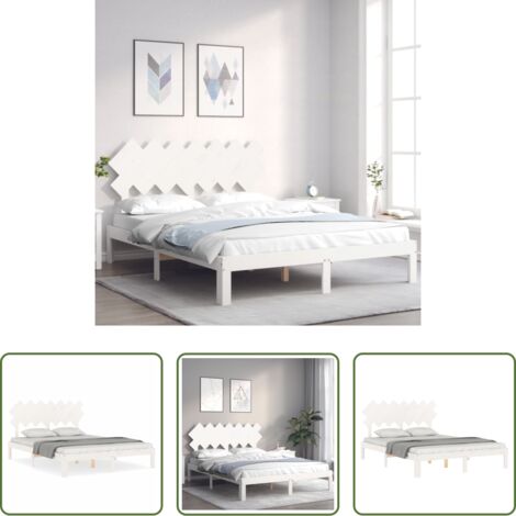 vidaXL Letto con doghe in compensato -  Giroletto senza Materasso Bianco 140x200 cm Legno Massello Pino