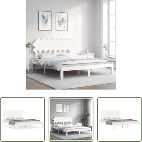 vidaXL Letto con doghe in compensato -  Giroletto senza Materasso Bianco 160x200 cm Legno Massello Pino