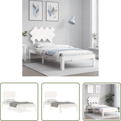 vidaXL Letto con doghe in compensato -  Giroletto senza Materasso Bianco 90x200 cm Legno Massello Pino