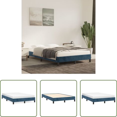 vidaXL Letto con doghe in compensato -  Giroletto senza Materasso Blu Scuro 120x190 cm Velluto