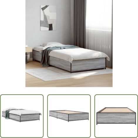 vidaXL Letto con doghe in compensato -  Giroletto senza Materasso Rovere Sonoma 90x190 cm