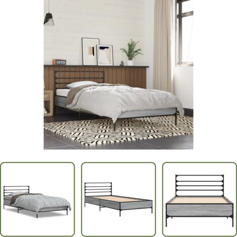 vidaXL Letto con doghe in compensato -  Giroletto senza Materasso Rovere Sonoma 90x190 cm