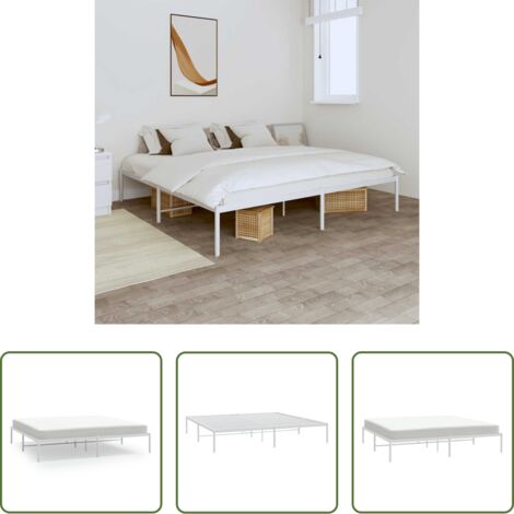vidaXL Letto con doghe in metallo -  Giroletto Metallo Bianco 180x200 cm