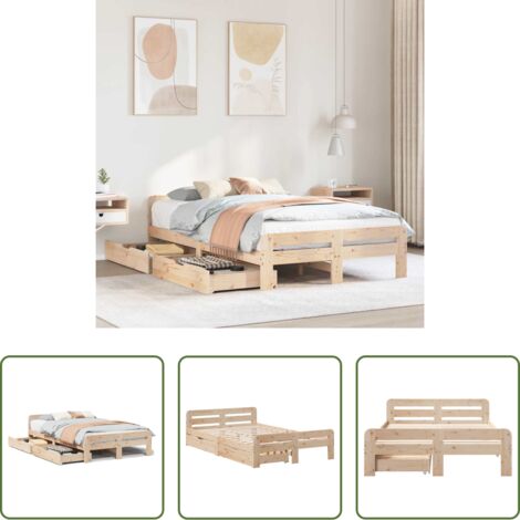 vidaXL Letto con doghe -  Letto senza Materasso 120x190 cm in Legno Massello di Pino