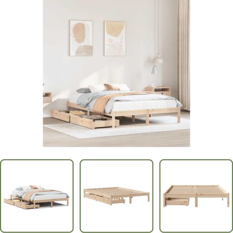 vidaXL Letto con doghe -  Letto senza Materasso 120x190 cm in Legno Massello di Pino