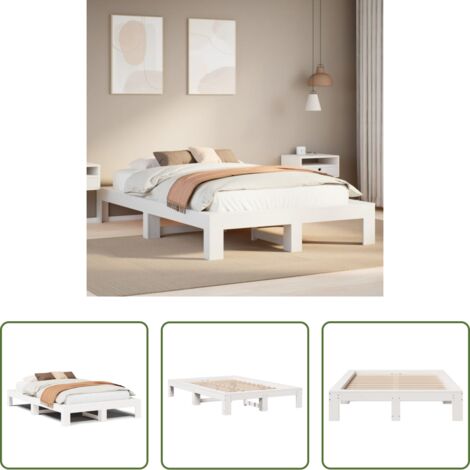 vidaXL Letto con doghe -  Letto senza Materasso Bianco 120x200 cm Legno Massello di Pino