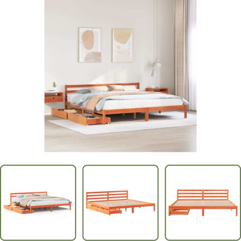 vidaXL Letto con doghe -  Letto senza Materasso Marrone Cera 200x200 cm in Legno di Pino