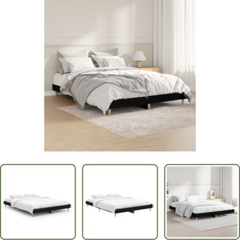 vidaXL Letto con gambe in legno -  Giroletto Nero 140x190 cm in Legno Multistrato