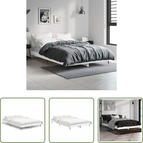 vidaXL Letto con gambe in metallo -  Giroletto Bianco 120x190 cm in Legno Multistrato