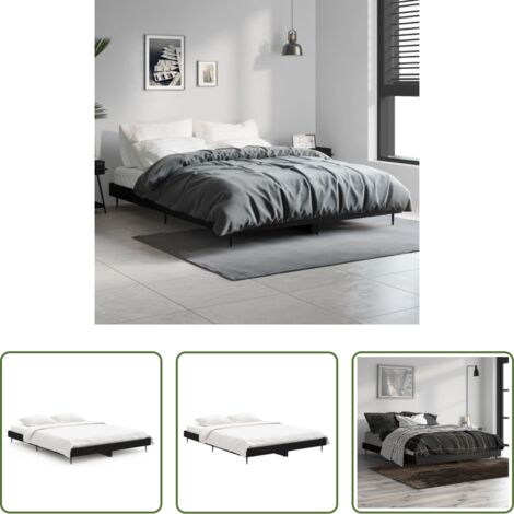 vidaXL Letto con gambe in metallo -  Giroletto Nero 135x190 cm in Legno Multistrato