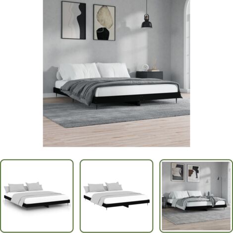 vidaXL Letto con gambe in metallo -  Giroletto Nero 200x200 cm in Legno Multistrato