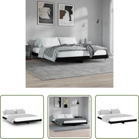 vidaXL Letto con gambe in metallo -  Giroletto Nero 200x200 cm in Legno Multistrato