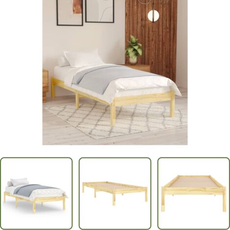 vidaXL Letto con giroletto -  Giroletto in Legno Massello di Pino 90x200 cm