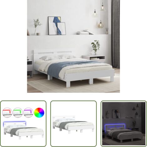 vidaXL Letto con LED -  Giroletto con LED senza Materasso Bianco 120x200 cm