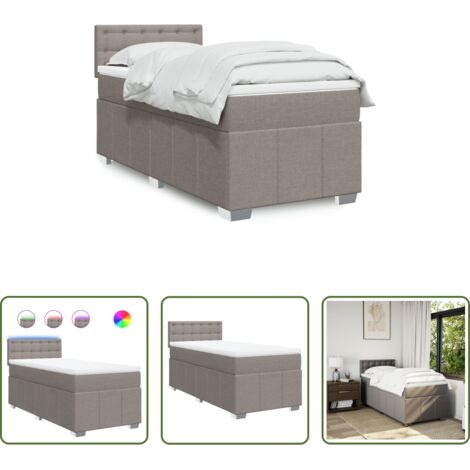 vidaXL Letto con luci LED -  Giroletto a Molle con Materasso Tortora 80x200 cm inTessuto
