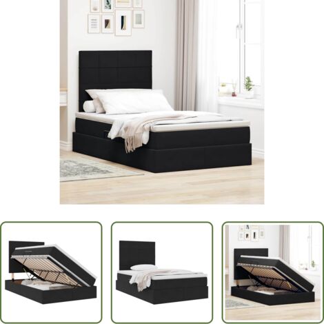 vidaXL Letto con luci RGB -  Letto con contenitore e materasso Nero 120 x 200 cm Velluto
