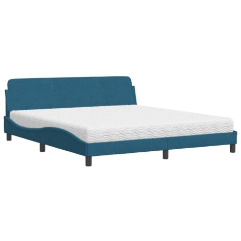 vidaXL Letto con Materasso Dover Blu 180x200 cm in Velluto