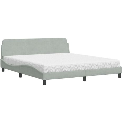 vidaXL Letto con Materasso Dover Grigio Chiaro 180x200 cm in Velluto