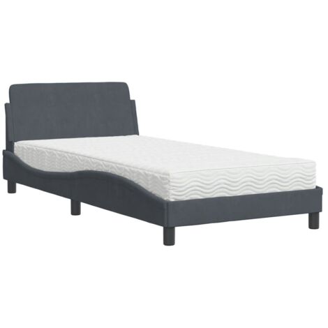 vidaXL Letto con Materasso Dover Grigio Scuro 100x200 cm in Velluto