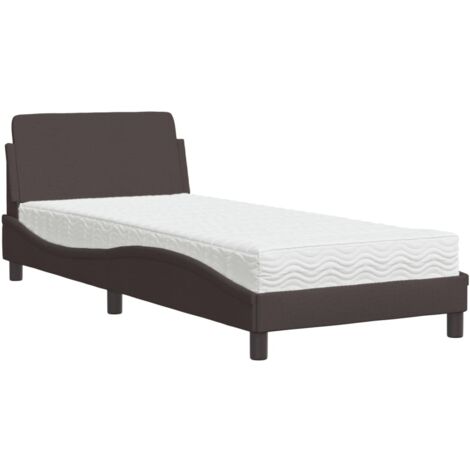 vidaXL Letto con Materasso Dover Marrone Scuro 80x200 cm in Tessuto