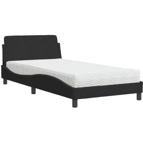 vidaXL Letto con Materasso Dover Nero 100x200 cm in Velluto