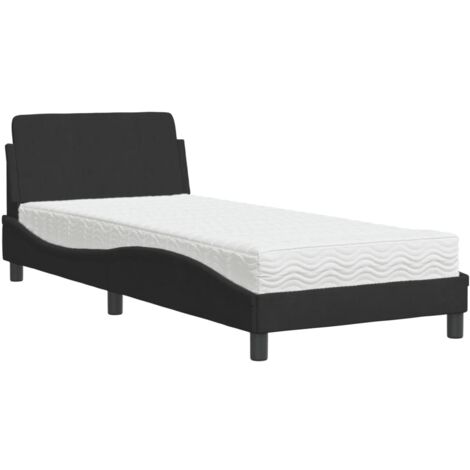 vidaXL Letto con Materasso Dover Nero 80x200 cm in Velluto