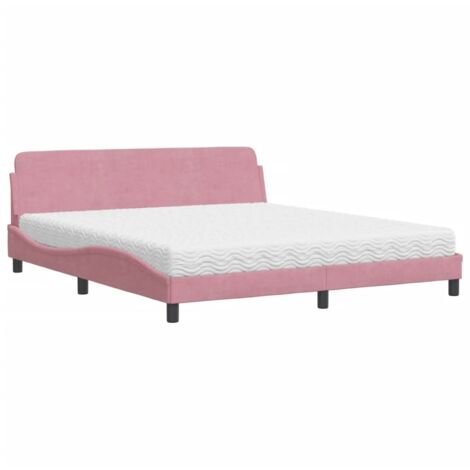 vidaXL Letto con Materasso Dover Rosa 180x200 cm in Velluto