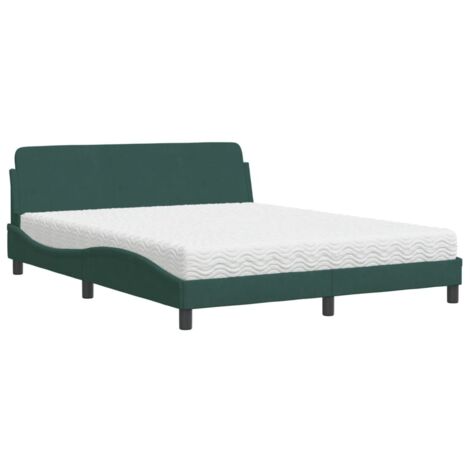 vidaXL Letto con Materasso Dover Verde Scuro 160x200 cm in Velluto