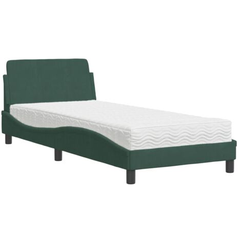 vidaXL Letto con Materasso Dover Verde Scuro 80x200 cm in Velluto