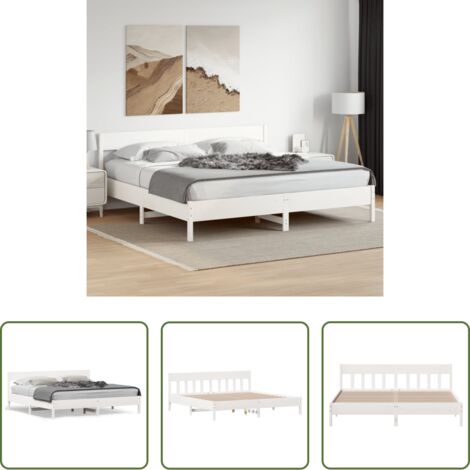 vidaXL Letto con materasso -  Giroletto senza Materasso Bianco 180x200 cm Legno Massello Pino