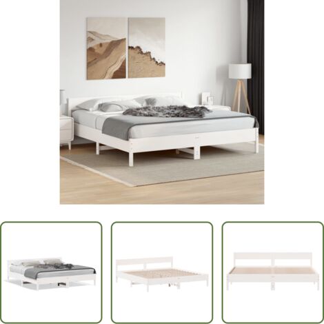 vidaXL Letto con materasso -  Giroletto senza Materasso Bianco 180x200 cm Legno Massello Pino