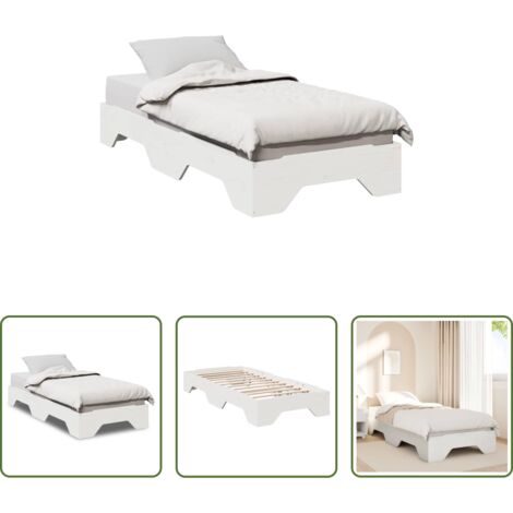 vidaXL Letto con materasso -  Giroletto senza Materasso Impilabile Bianco 90x190 cm Legno