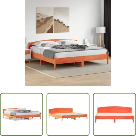 vidaXL Letto con materasso -  Giroletto senza Materasso Marrone Cera 180x200 cm Legno di Pino