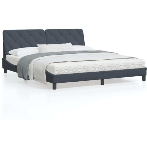 vidaXL Letto con Materasso Grigio Scuro 180x200 cm in Velluto
