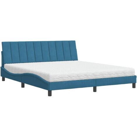 vidaXL Letto con Materasso Hanko Blu 180x200 cm in Velluto