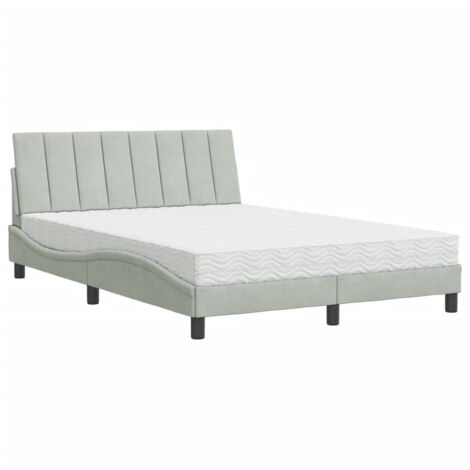 vidaXL Letto con Materasso Hanko Grigio Chiaro 120x200 cm in Velluto