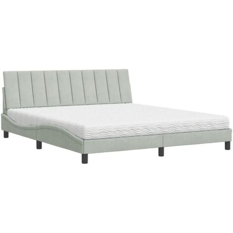vidaXL Letto con Materasso Hanko Grigio Chiaro 180x200 cm in Velluto