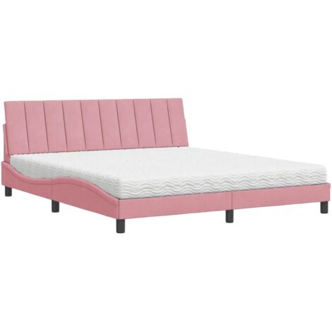 vidaXL Letto con Materasso Hanko Rosa 180x200 cm in Velluto